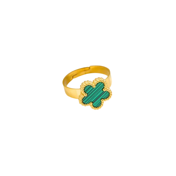 bague trefle vert or