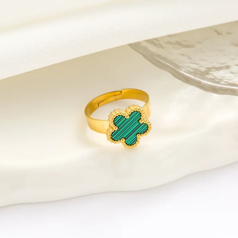 Bague Trefle Vert Or