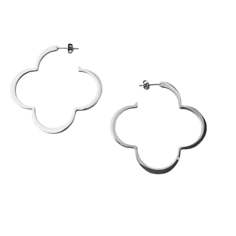 boucles d'oreilles gros trefle argent