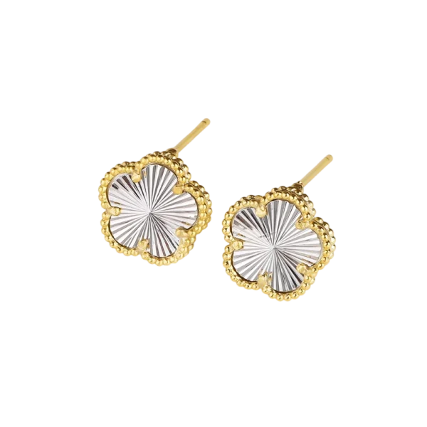 Boucles Doreilles Trefle Dorees Argentees