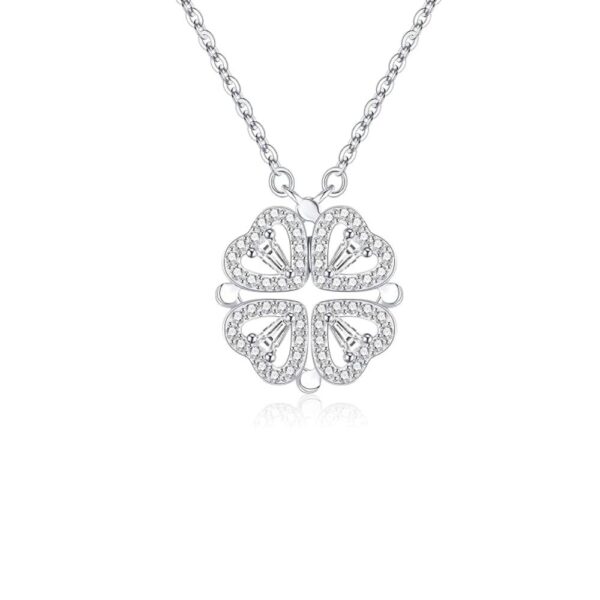 Collier trèfle aimanté argent