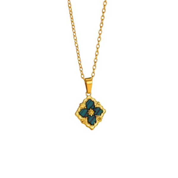 collier trefle or vert quatre feuilles