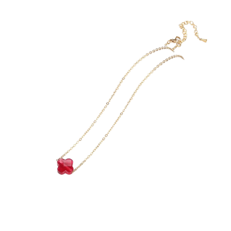 Collier Trefle Rouge Quatre Feuilles