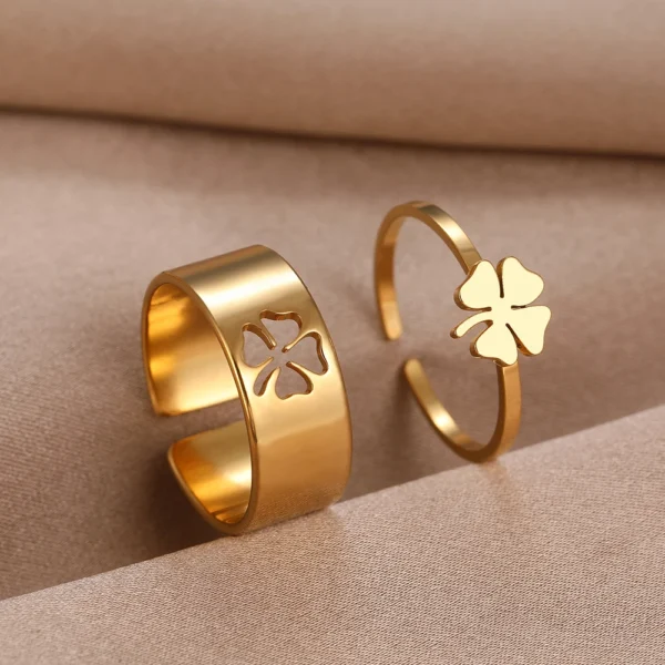 Bague Anneau Trefle Dores
