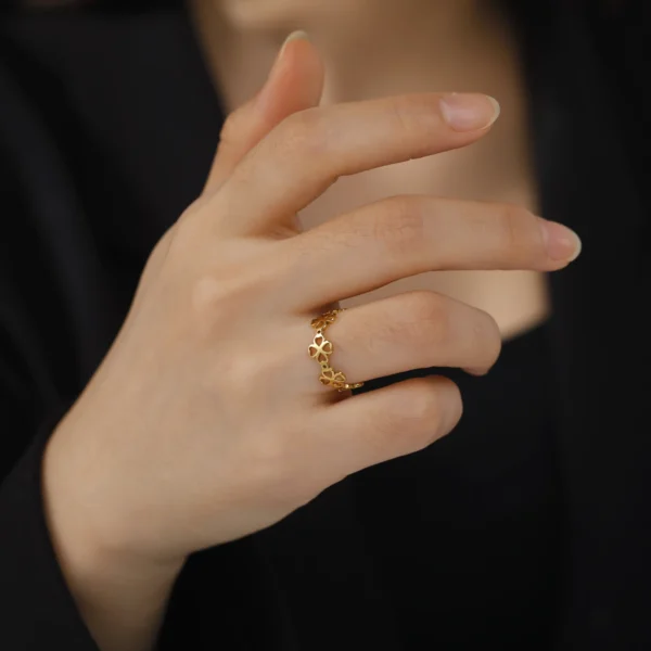 Bague Trefle Doree Multiple