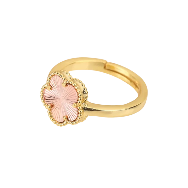 Bague trèfle or rose