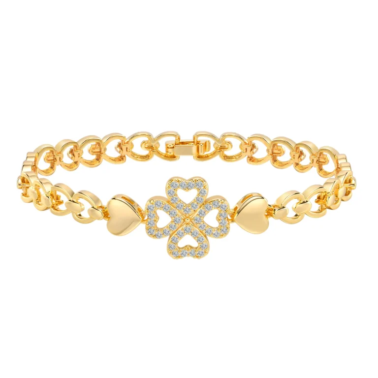 Bracelet Trefle Dore Coeurs