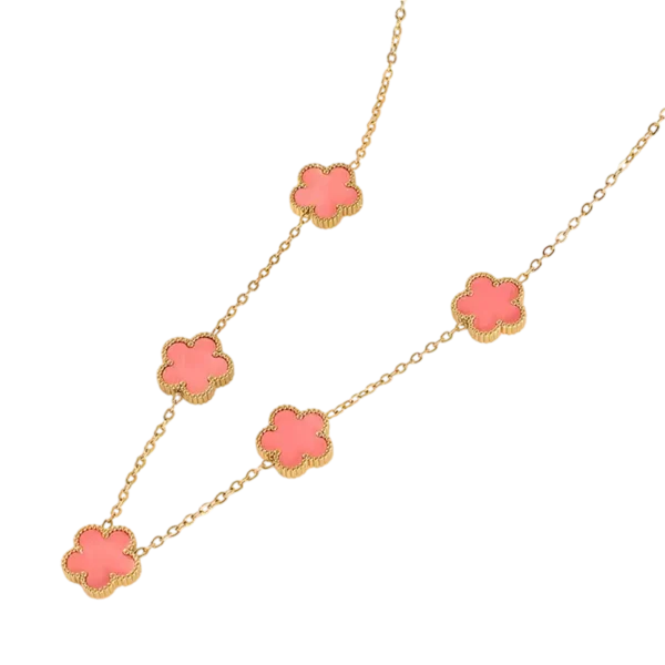 Collier trèfle rose or multiple