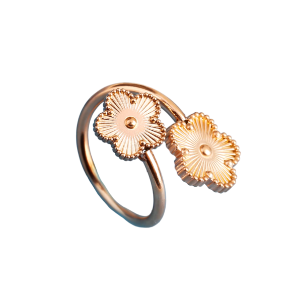 Bague double trèfle à 5 feuilles argent