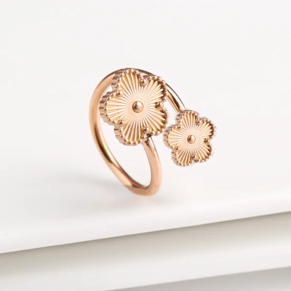 Bague double trèfle à 5 feuilles argent