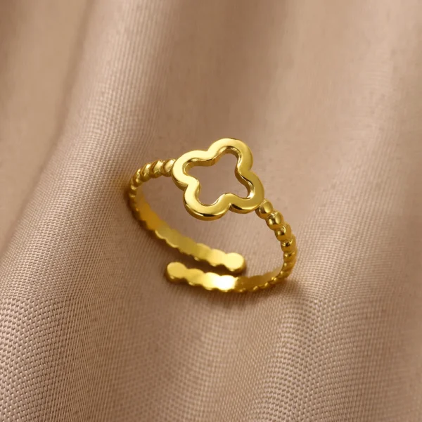 Bague trèfle à 4 feuilles ajustable or
