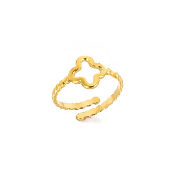 Bague trèfle à 4 feuilles ajustable or