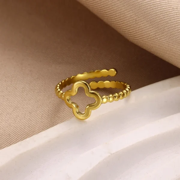 Bague trèfle à 4 feuilles ajustable or