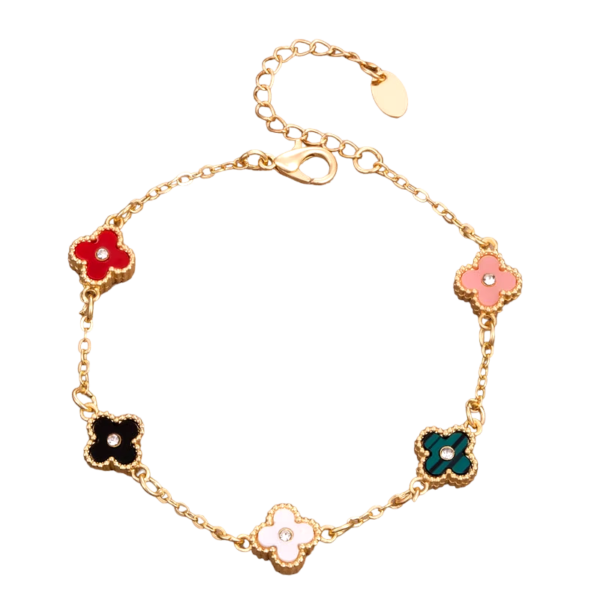 Bracelet trèfle à 4 feuilles multicolore avec cristal