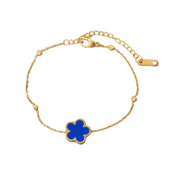 Bracelet trèfle bleu et or simple