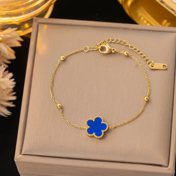 Bracelet trèfle bleu et or simple