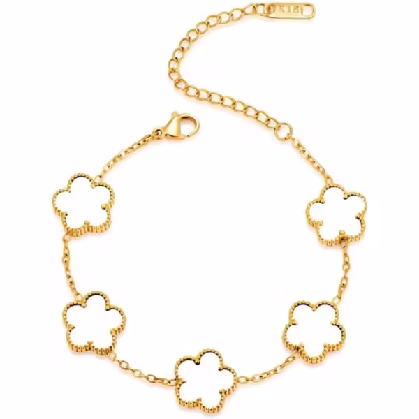 Bracelet Trefle Or Blanc