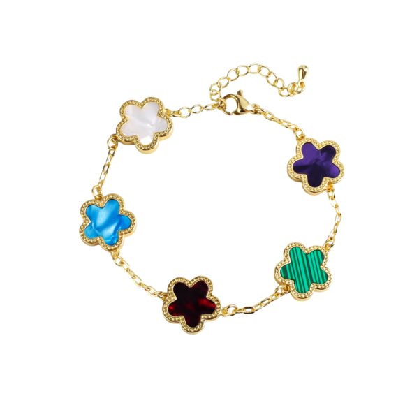 Bracelet Macramé Multicolore Avec Connecteur Trèfle - Coton Ciré Et Acier - Neuf Avec étiquettes