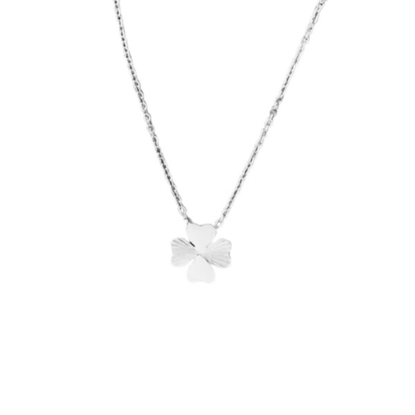 Collier en forme de trèfle à 4 feuilles argent classique