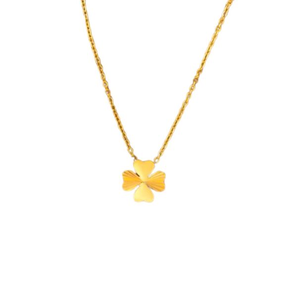 Collier en forme de trèfle à 4 feuilles or classique