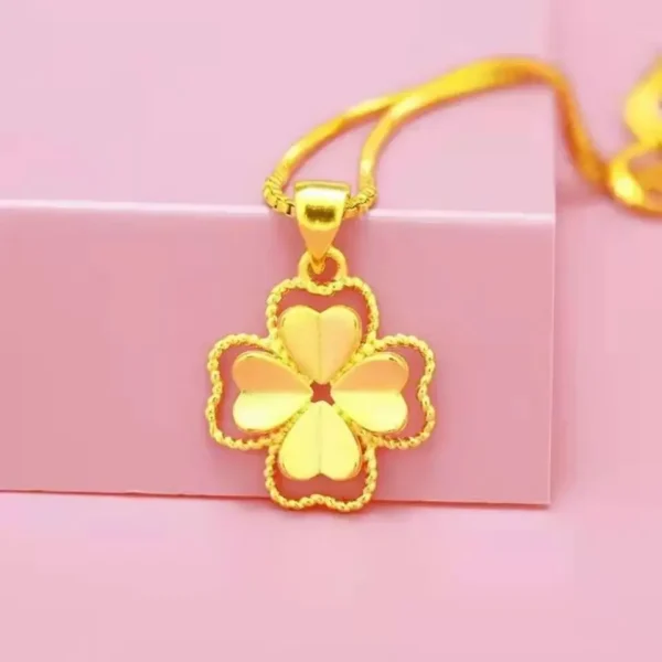 Collier trèfle à 4 feuilles or amovible