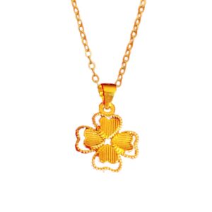 Collier trèfle à 4 feuilles or amovible à rayures