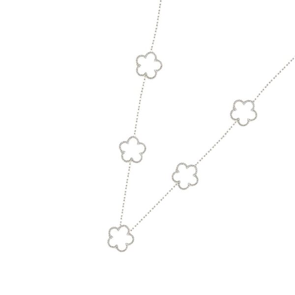 Collier trèfle blanc et argent multiple