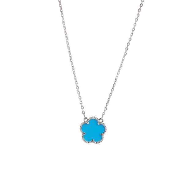 Collier trèfle bleu et argent