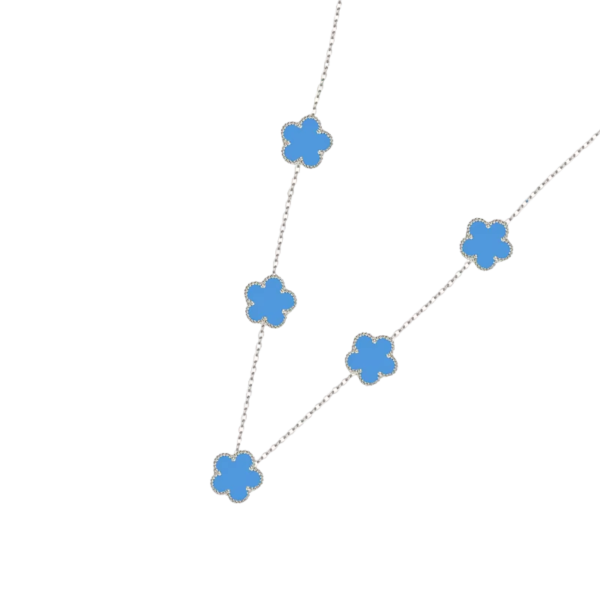Collier trèfle bleu et argent multiple