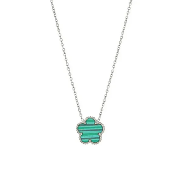 Collier trèfle vert et argent