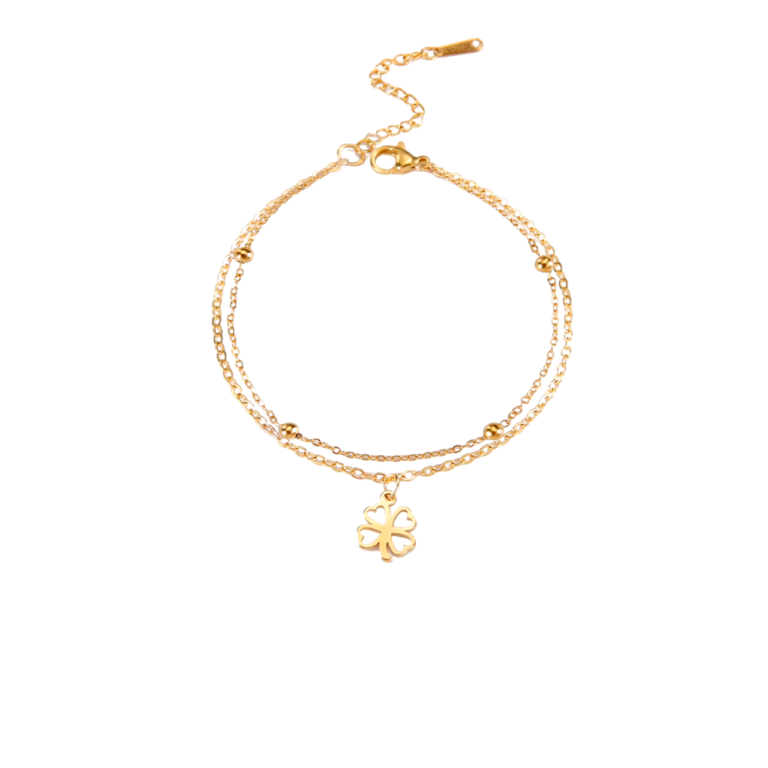 Ensemble Bijoux Trèfle à Quatre Feuilles Pour Femme – Collier, Bracelet, Boucles, Bague – En Acier Plaqué Or - 8