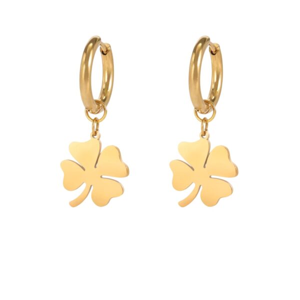 Boucles d'oreilles créoles trèfle 4 feuilles dorées classiques