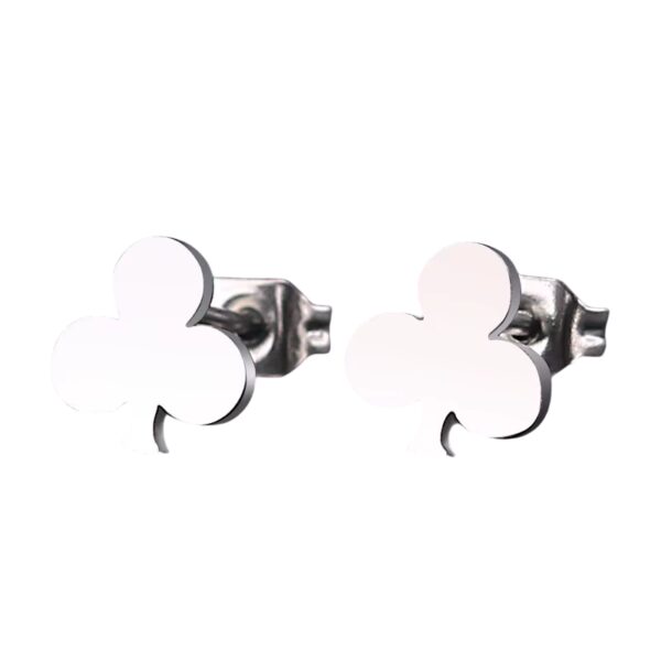Boucles d'oreilles trèfle 3 feuilles puces argentées