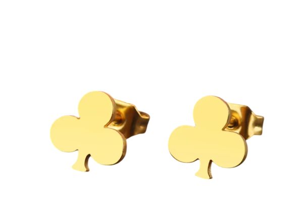 Boucles d'oreilles trèfle 3 feuilles puces dorées