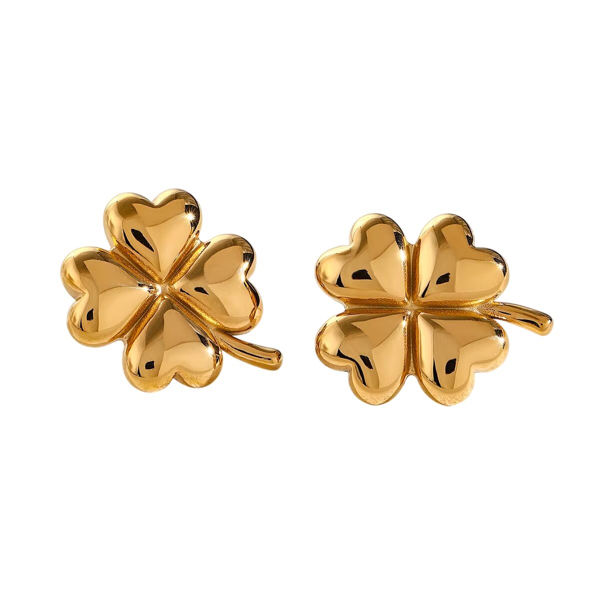 Boucles d'oreilles trèfle 4 feuilles classiques dorées