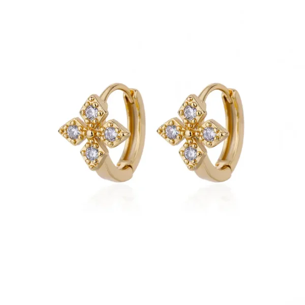 Boucles d'oreilles trèfle 4 feuilles pointues dorées