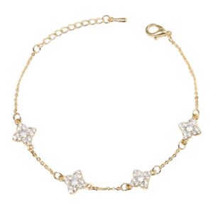 Bracelet avec trèfle 4 feuilles cristaux dorés