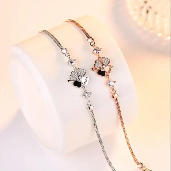 Bracelet trèfle 4 feuilles love argent