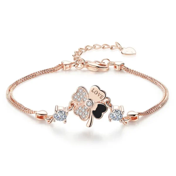 Bracelet trèfle 4 feuilles love or rose