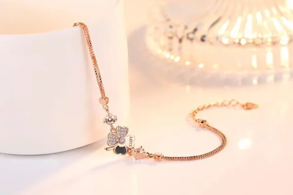 Bracelet trèfle 4 feuilles love or rose