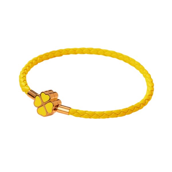 Bracelet trèfle tressé doré et jaune