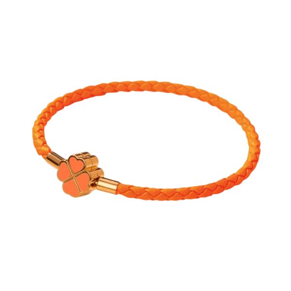 Bracelet trèfle tressé doré et orange