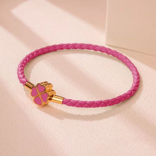 Bracelet trèfle tressé doré et rose