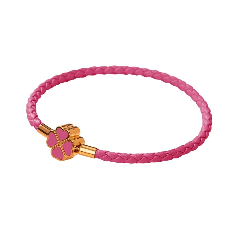 Bracelet trèfle tressé doré et rose