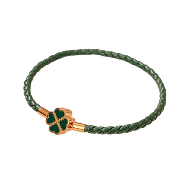 Bracelet trèfle tressé doré et vert