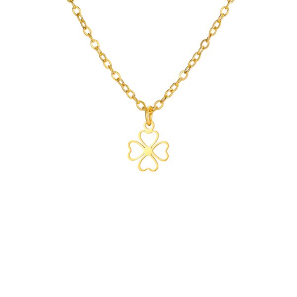 Collier trèfle 4 feuilles doré creux coeurs