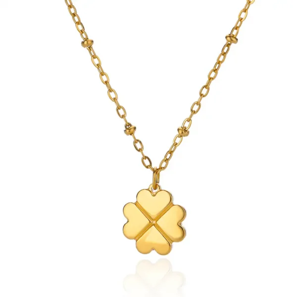Collier trèfle 4 feuilles dorées fantaisie