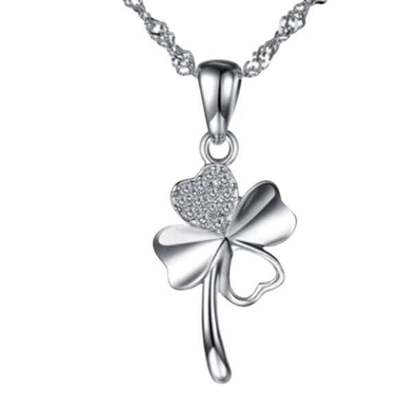 Collier trèfle argent 4 feuilles vide/cristaux
