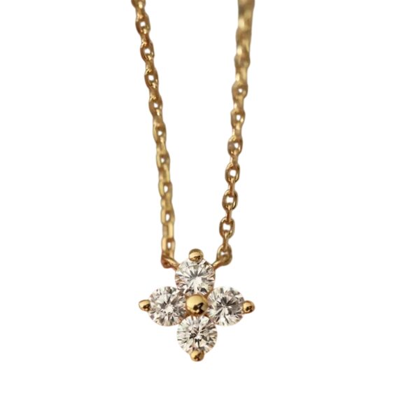 Collier trèfle doré en cristaux