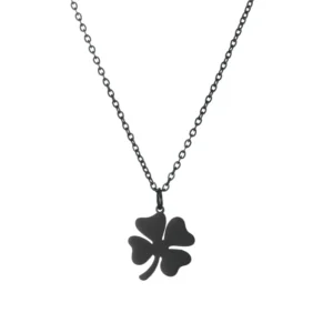 Collier trèfle noir avec chaîne